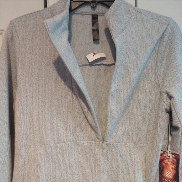 Kyodan Outdoors Brushed Jacquard Soft Grey Herringbone Quarter Zip Top Jacket L - Picture 3 of 12